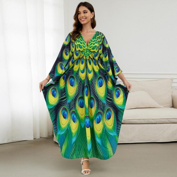 Beach Vacation Women Summer Kaftans Maxi Dresses Printed Cover Ups Swimwear Big Sales Factory Supply Bathing Suits