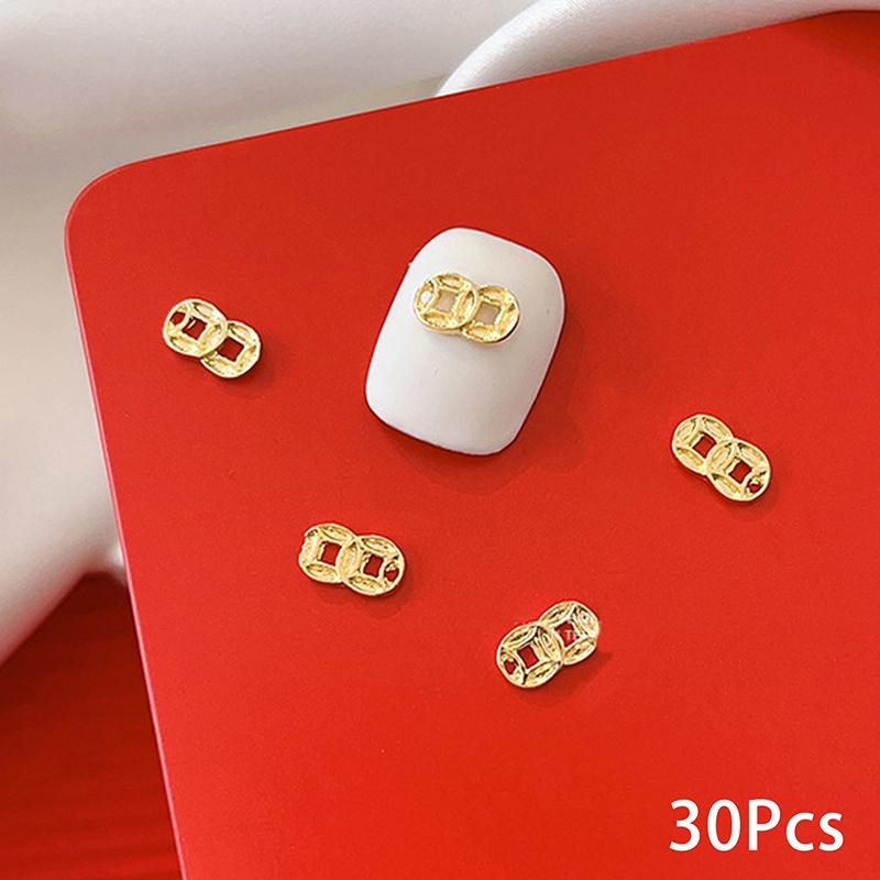 

30 шт. Маникюрные китайские годовые подвески золотые медные монеты кленовый лист золотые слитки сплав украшения для ногтей