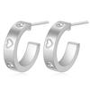 Orecchini Geometrici a U con Strass Moda Europea Americana, Orecchini a Bottone Cuore di Pesca in Acciaio di Titanio Acciaio Inossidabile 4MM