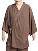 One Colors Men's Jinbei Pajama Set, Japanese Pattern, Top and Bottoms, Solid Shijira Weave, Cool and Comfortable, Size L, Mocha