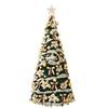 PPRabbit 1.65m Red Flocked Folding Christmas Tree with Remote Control Lights