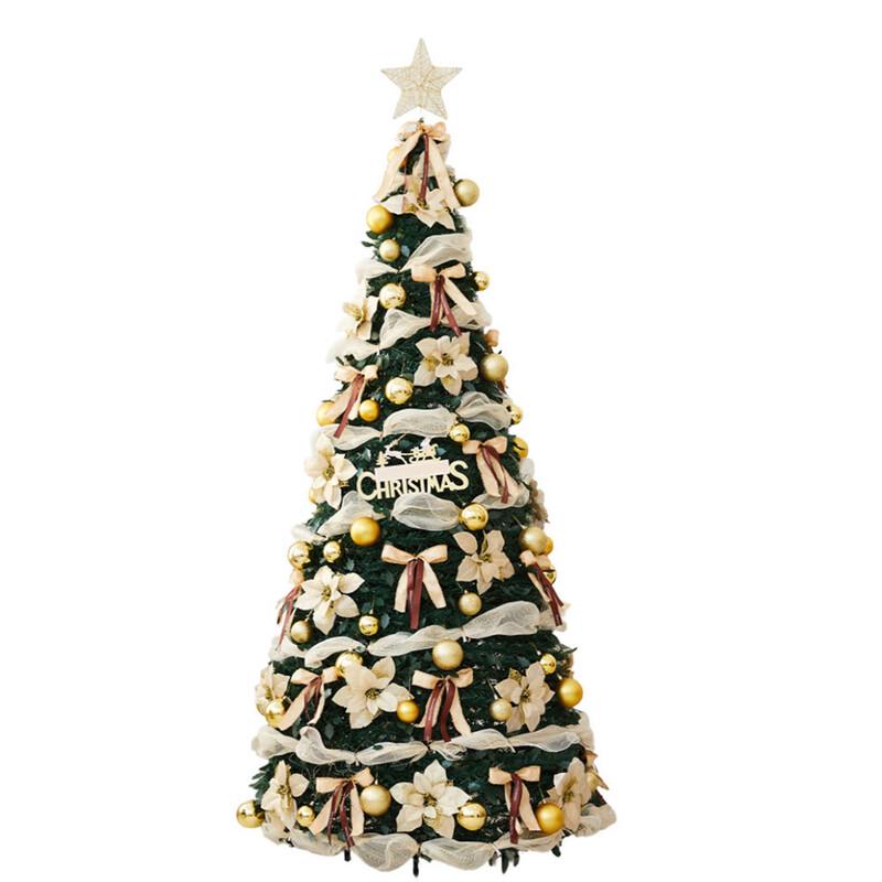 PPRabbit 1.65m Red Flocked Folding Christmas Tree with Remote Control Lights