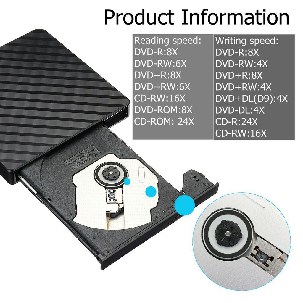 Type-C External USB 3.0 DVD/CD Burner Writer Recorder DVD RW Optical Drive CD/DVD ROM Player MACs OS Windows XP/7/8/10