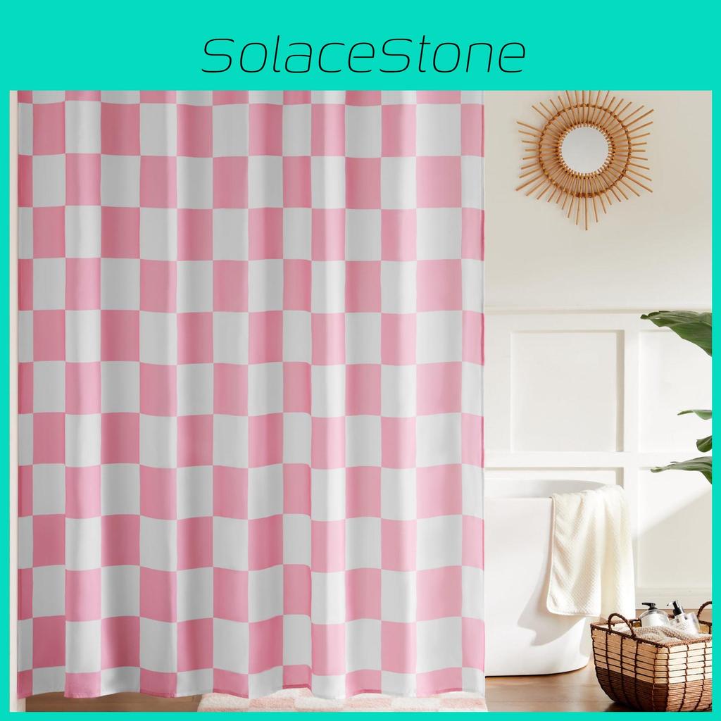 72x72inch Checkerboard Retro Pattern Waterproof Shower Curtain Bathroom For