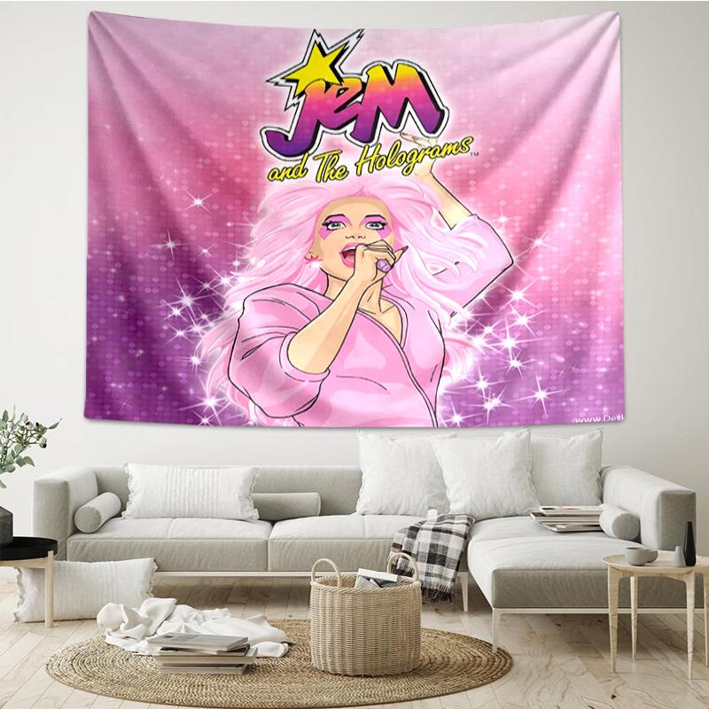 Jem Anime Characters Quick-Dry Tapestry Hanging for Bedroom,Livingroom, Playroom,Decor Art Room Wall Tapestry Holiday and Birthday Gifts