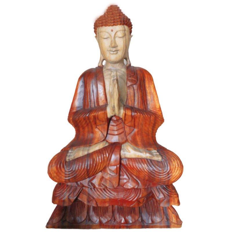 Buddha Statue Hand-Carved Suar Wood 80cm