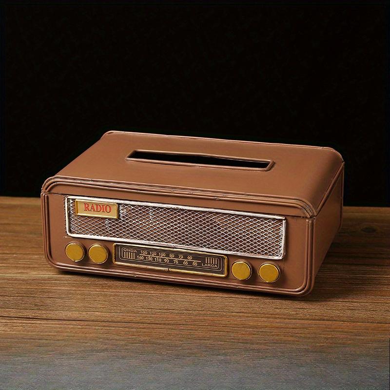 Creative Vintage Radio Paper Towel Holder Iron Art Home Living Room Coffee Table Tissue Box Decorative Radio Tissue Box