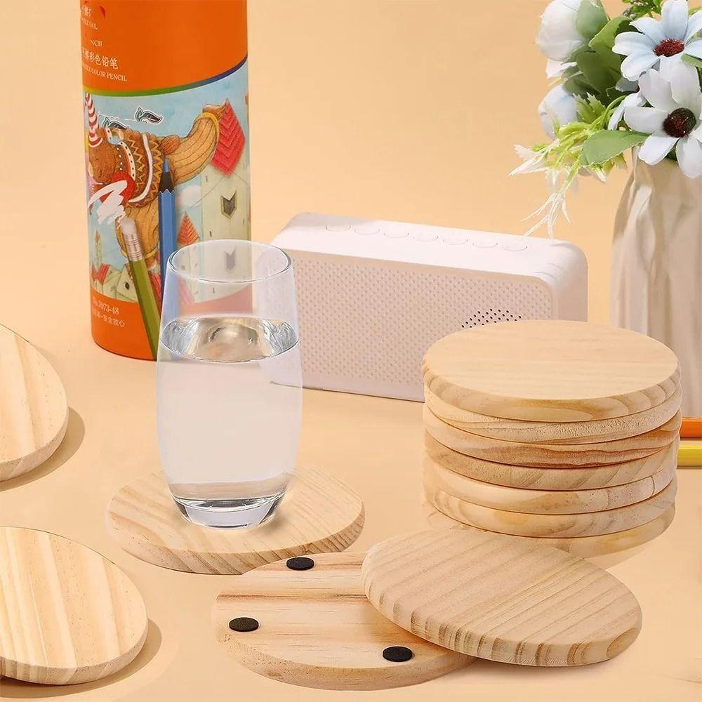 

5pcs DIY Cup Mat Wood Cup Pads Home Decoration Unfinished Coasters Dish Heart