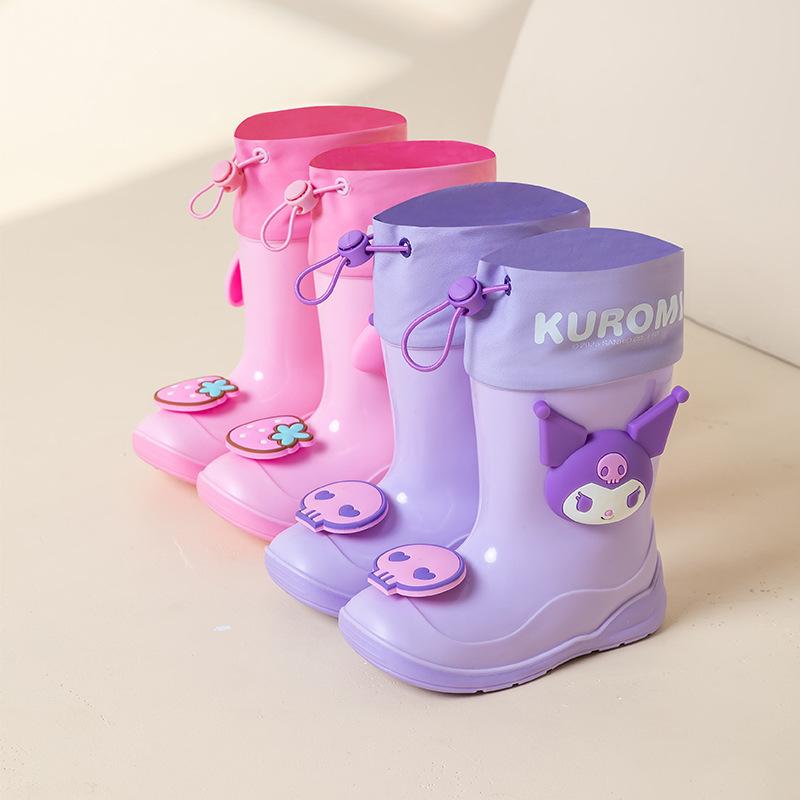 Children's Rain Boots Girls' Water Boots Non-Slip Waterproof Rain Boots Girls' Kuromi Kindergarten Kids' Water Shoes