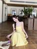 Women's Yellow Spaghetti Strap Summer Maxi Dress