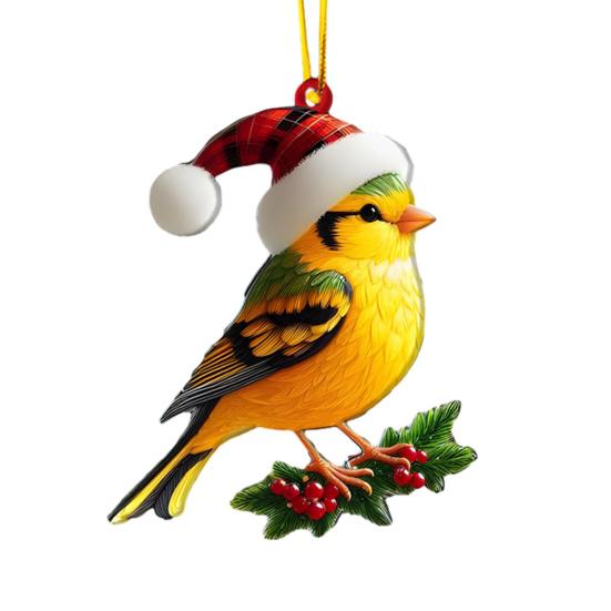 Christmas Ornaments for Tree Acrylic Cartoon Animal Car Rear Mirror Hanging Charm 2D Flat Cat/Dog/Bear/Rabbit Pendant for Tree Auto Interior Accessory