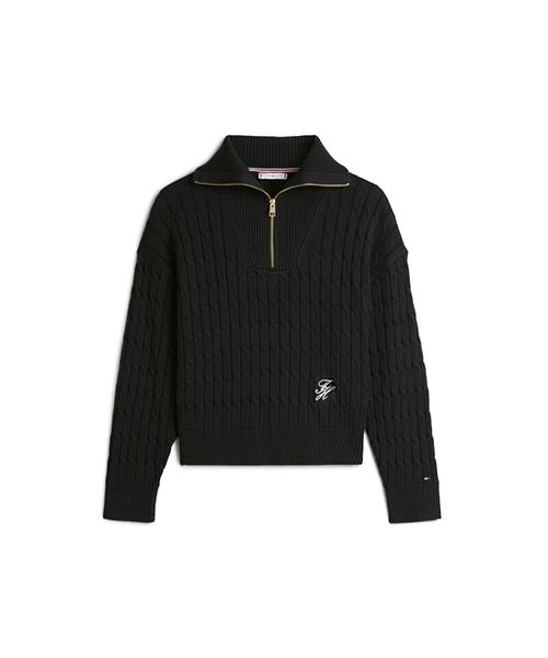 TOMMY HILFIGER Cotton Cable Half Zip Sweater (T22G0Kto030Wt1Bds)