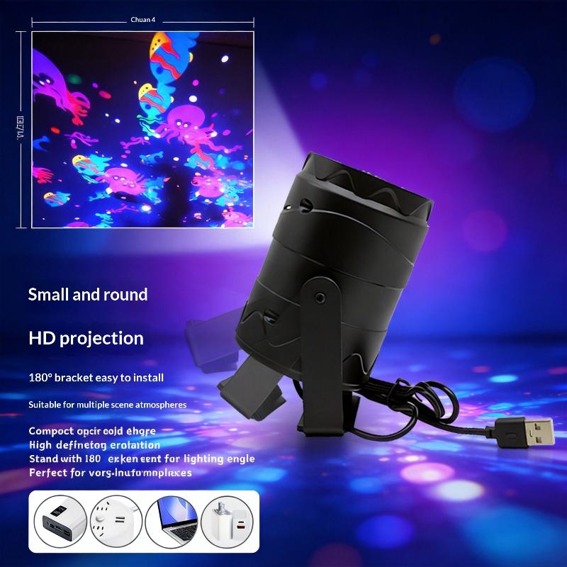 Ocean Pattern Projector Lights Usb Led Rotating Stage Atmosphere Lamp Garden Lighting Party Holiday Decor