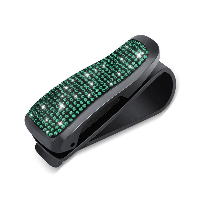 Sun Visor Mount Sunglasses Clip Holder Rhinestone Bracket Portable Sunglasses Car Crystal Clip Decoration Accessories