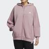 Adidas Striped Logo Patch Hooded Jacket, Women Long Sleeve Casual Sports Magic-Purple Pink Outerwear HM2811