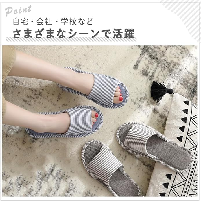 AZNABLE Indoor Washable Slippers Set for Guests, Women's and Men's, Stylish Open-Front, Set of 4 (Men's 4 Pairs)