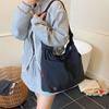 Korean Style Pleated Drawstring Bucket Bag Large Capacity Cloth Crossbody Bag  Women