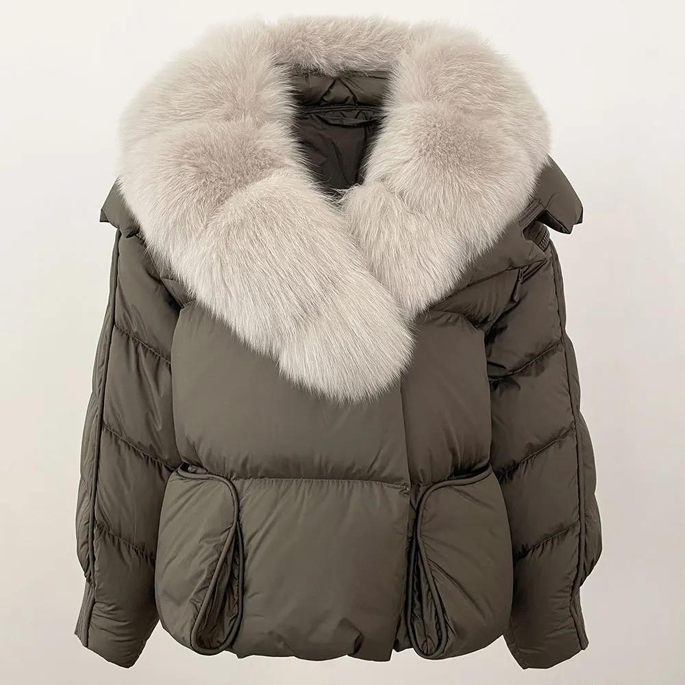 OFTBUY 2024 Winter Jacket Women Natural Real Raccoon Fox Fur Collar White Duck Down Coat Thick Warm Streetwear Casual Outerwear