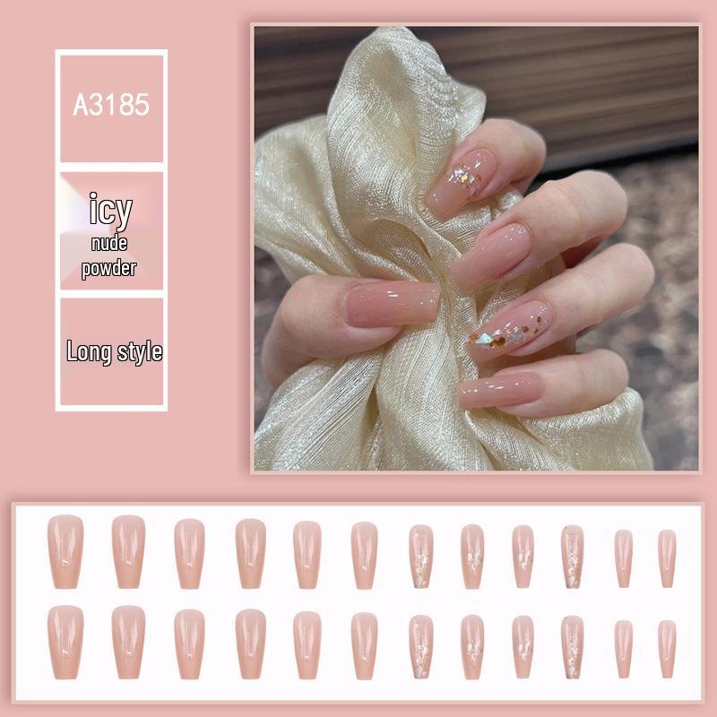 

Ледяные Розовые Блестящие Желейные Накладные Ногти Балерины: Прозрачные, Универсальные, Полноразмерные Патчи для Нейл-арта