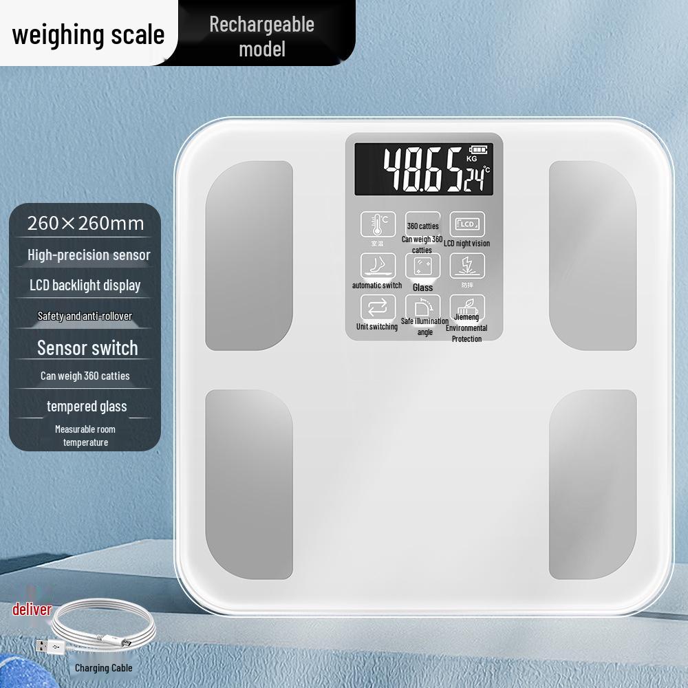 Rechargeable Bluetooth Body Fat Scale with App - Accurate Home Weight Scale