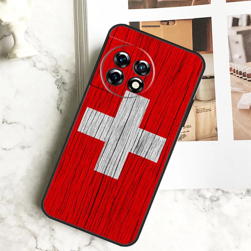 Switzerland Swiss Flag Case For OnePlus 11 12 12R 9 10 Pro 10R 9R 8T 10T Nord CE 2 3 Lite 2T N10 N20 N30 CE4 Cover