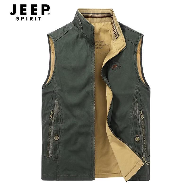 

JEEP SPIRIT Men s Reversible Multi-Pocket Cotton Utility Vest 4XL