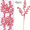 4-Piece Christmas Tree Candy Cane Picks - Festive Woolen Candy Roll Decorations for Xmas, New Year & Winter Holidays