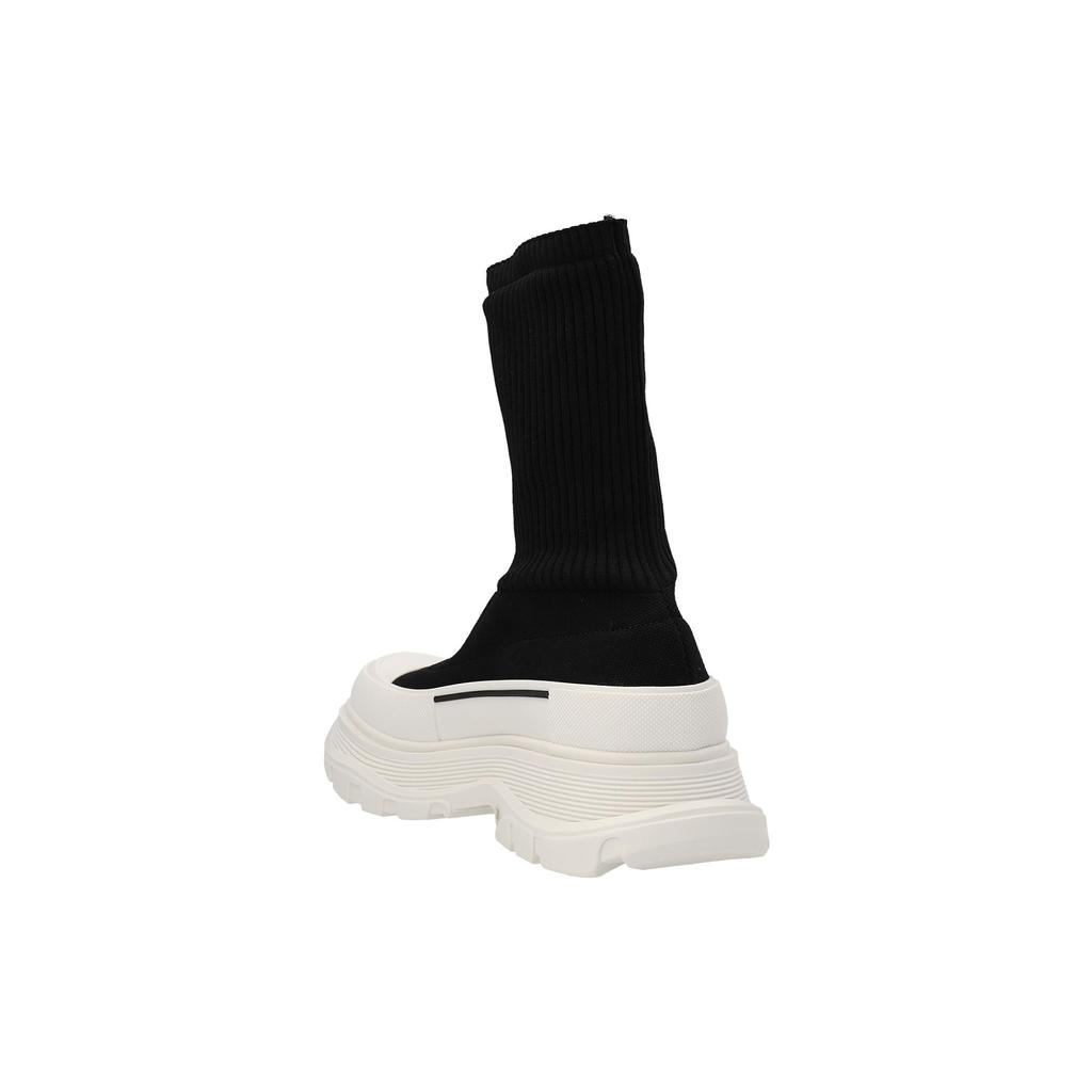 (WMNS) Alexander McQueen Tread Slick Knitted Boots 'Black White' Women's 708096W4U511041