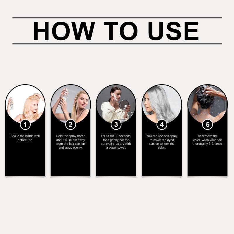 Silver Grey Hair Spray Temporary Color for Fast Root Touch Up Nourishing Formula Party Festival Essentials