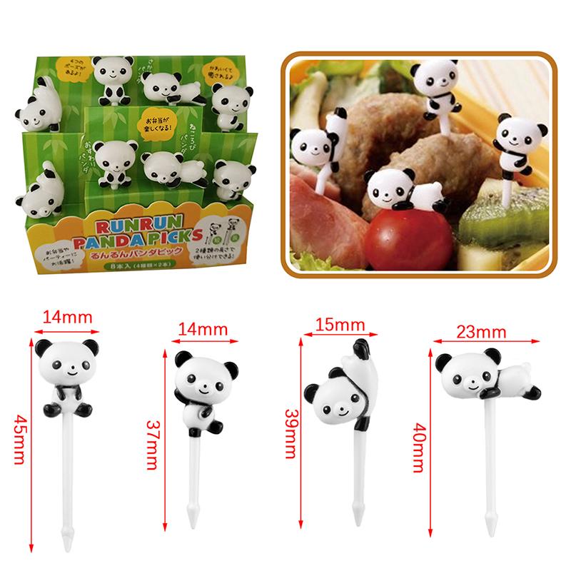 8Pcs/Set Mini Cartoon Panda Fruit Fork Kids Snack Dessert Pick Cake Bento Lunches Party Decoration Forks