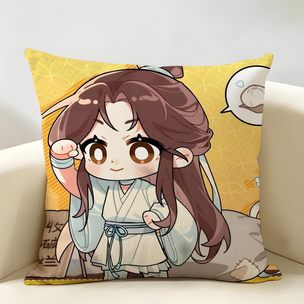 Cute MMo DDao ZZu SShi Cushion Cover Natural Linen Organic Fabric DoubleSided Printing Room Sofa Decor Pillow Case