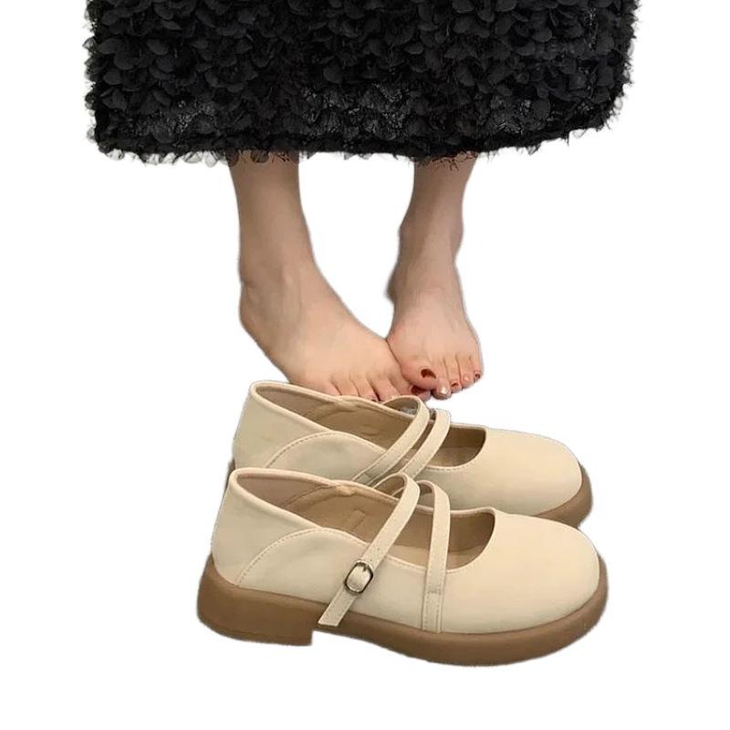 Flat Bottom Shallow Mouth Single Shoes Women's Summer 2025 New Spring and Autumn Mary Jane with Skirt Two Wear Evening Breeze Gentle Small Leather S
