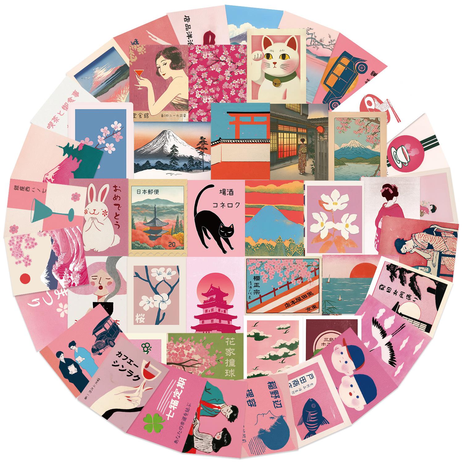 

50 Ретро Розовые Японская Эстетика Граффити Наклейки Украшают Багаж Ноутбук DIY Водонепроницаемые