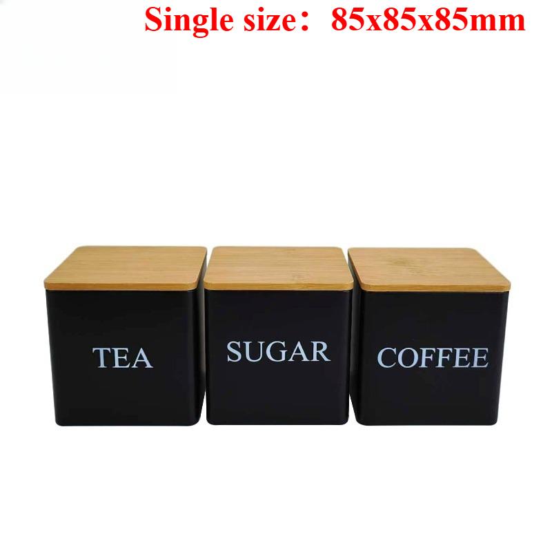3-Piece Coffee Tea Sugar Storage Canister Set with Tray Kitchen Food Organizer Jars for Coffee Beans Tea Leaves Sugar Kitchen
