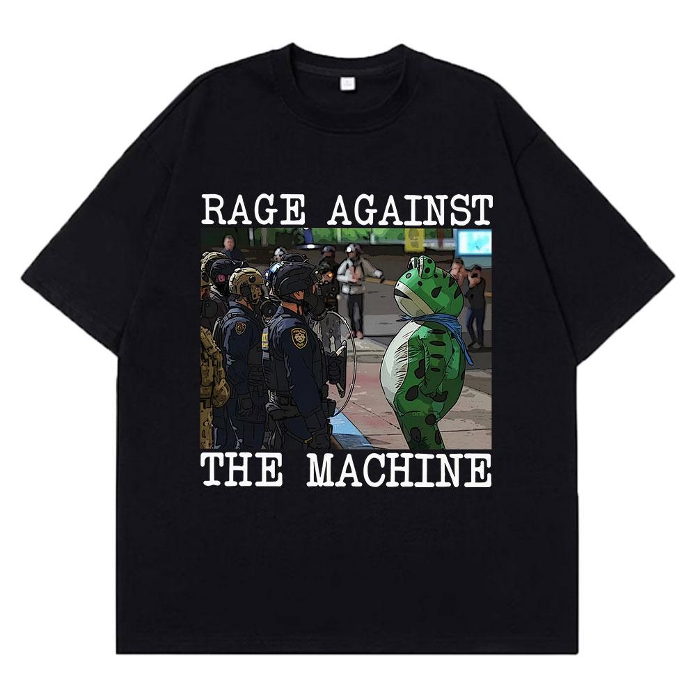 Portland Frog Protest Meme Frog Viral Meme Tshirt Mens Women 100 Cotton Hiphop Tshirts Shortsleeved Casual Loose Tshirts