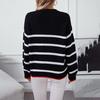 Pullover Vintage O Neck Sweater Long Sleeve Stripe Loose Knitwear Autumn Winter Top