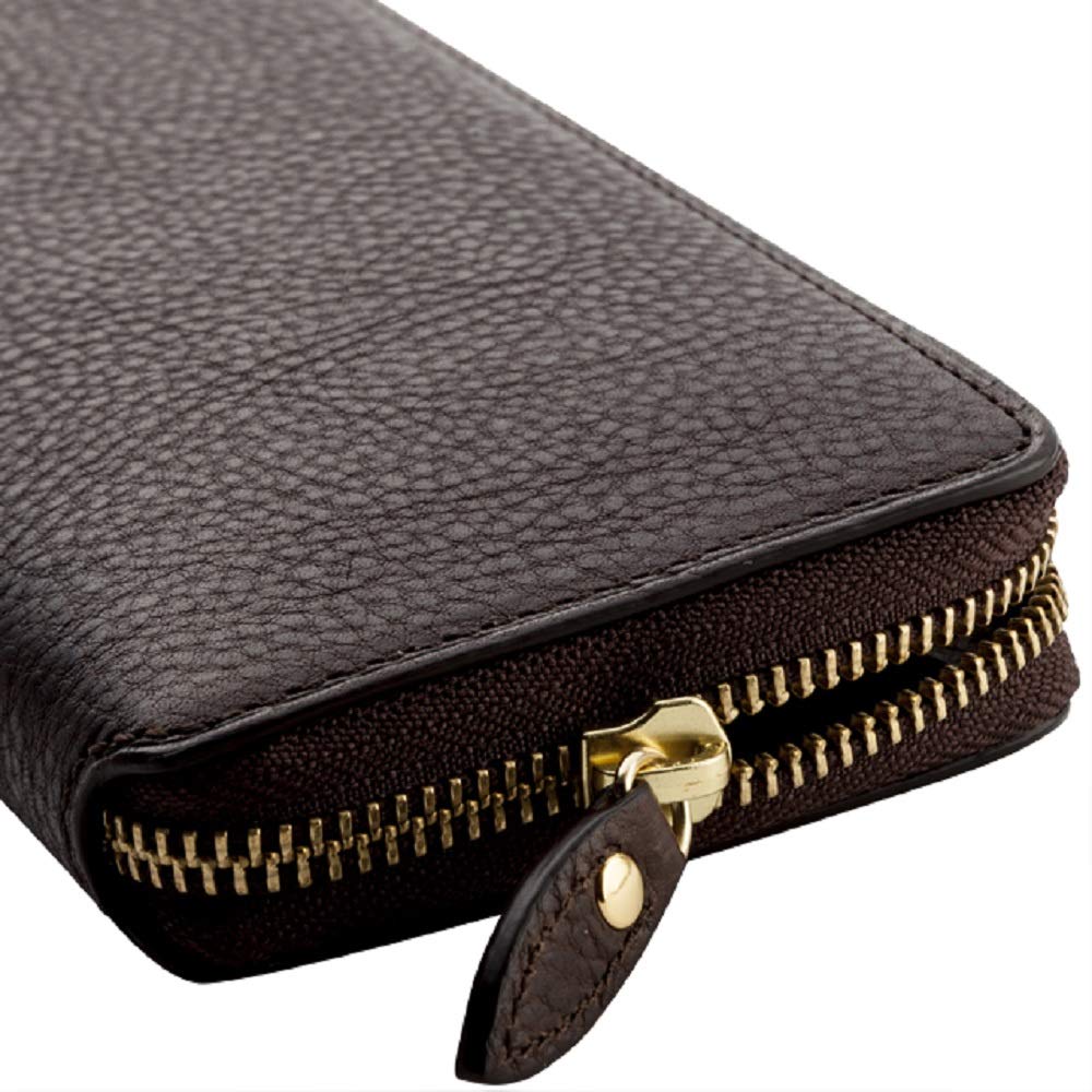 Bralio Minerva Long Bill Holder with Round Zipper, Chocolate, 111-20