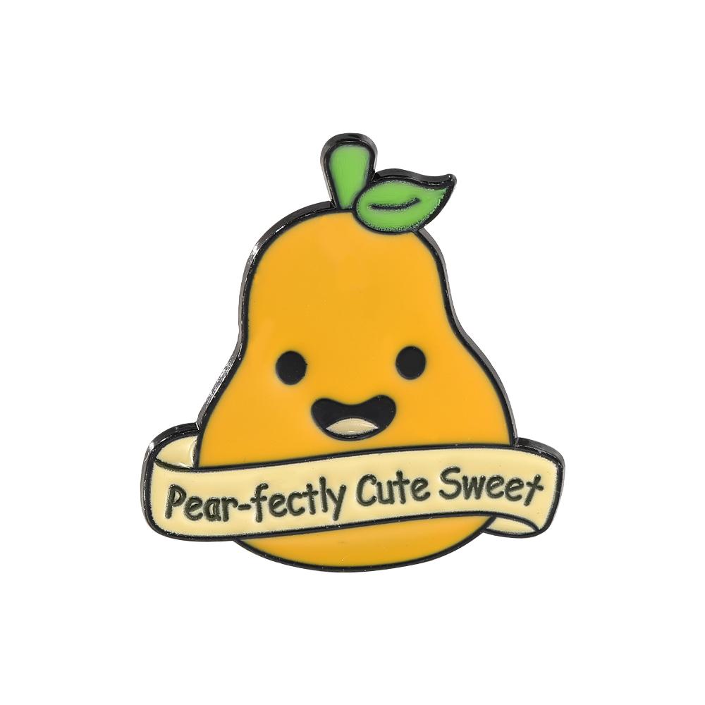 Funny Pear-Fectly Cute Sweet Design Enamel Brooches Cartoon Yellow Fruit Pear Figure Lapel Pins For Women Girls Badge