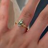 New in Fresh Blue Crystal Female Ring Exquisite Palace Style Exquisite Olive Green rings for women Adjustable  Gift