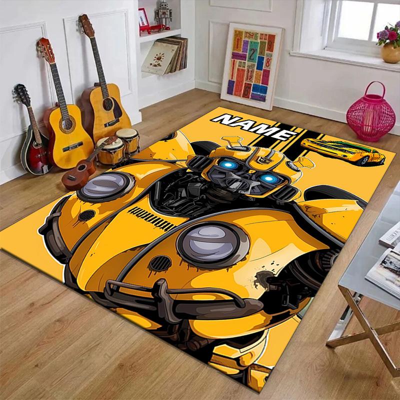Custom Bumblebee Mat Personalized Name, Polyester Washable Indoor Entryway Rug, Gift for Christmas, Easter, Thanksgiving Day