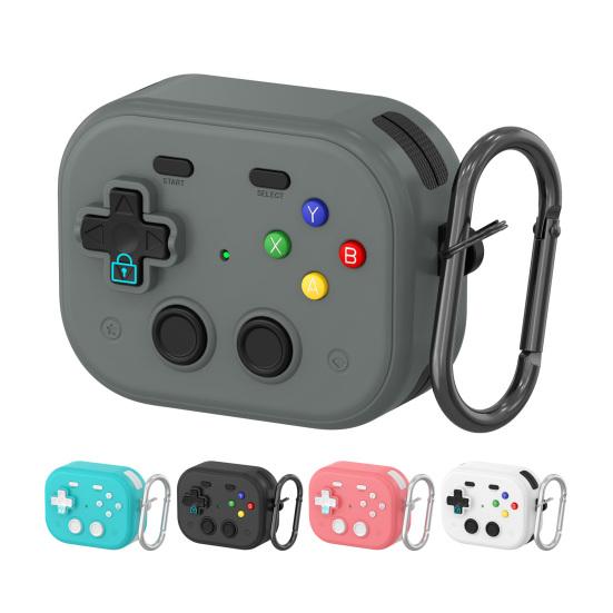 TPU Protective Case with Keychain for Airpods Funny Handheld Game Design Hard Shell Cover with Safety Lock Design for Men Boys