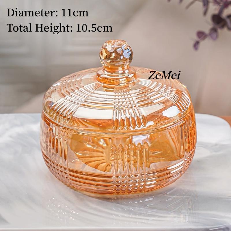 European-Style Crystal Glass Candy Jar,Jewelry Organizer Glass Jar With Lid Aromatherapy Candlestick Container Home Decoration