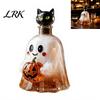 Einzigartiges Filmabend-Barzubehör Halloween Geist Kürbis Wein Karaffe, Horror-Thema Glasflasche mit Schwarzer Katze Deckel, Home Bar Dekoration Gruselige Spirituosen