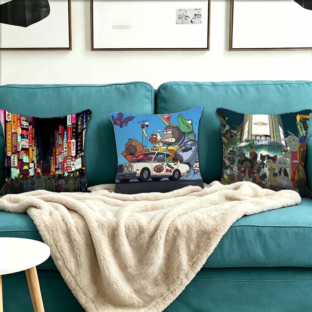 O-Odd T-Taxi Square Double-Sided printed Pillow Case Bedroom Bedside Pillow Sofa Cushion Cover