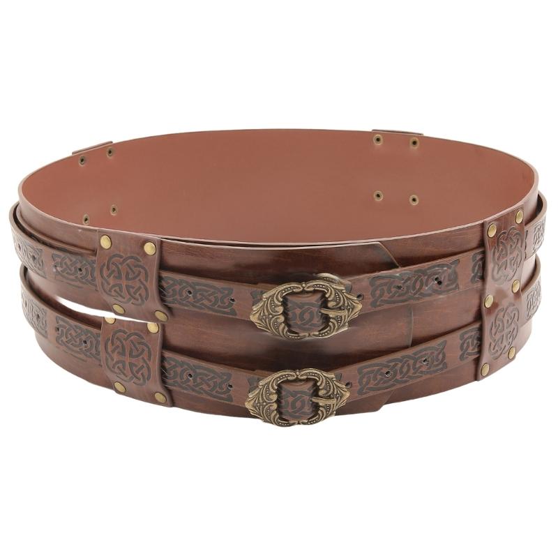 Middle Ages Waistband Perfect for Costume Parties Gatherings Cosplay Embossed Belt Wide Belt Brown Waistband for LARP