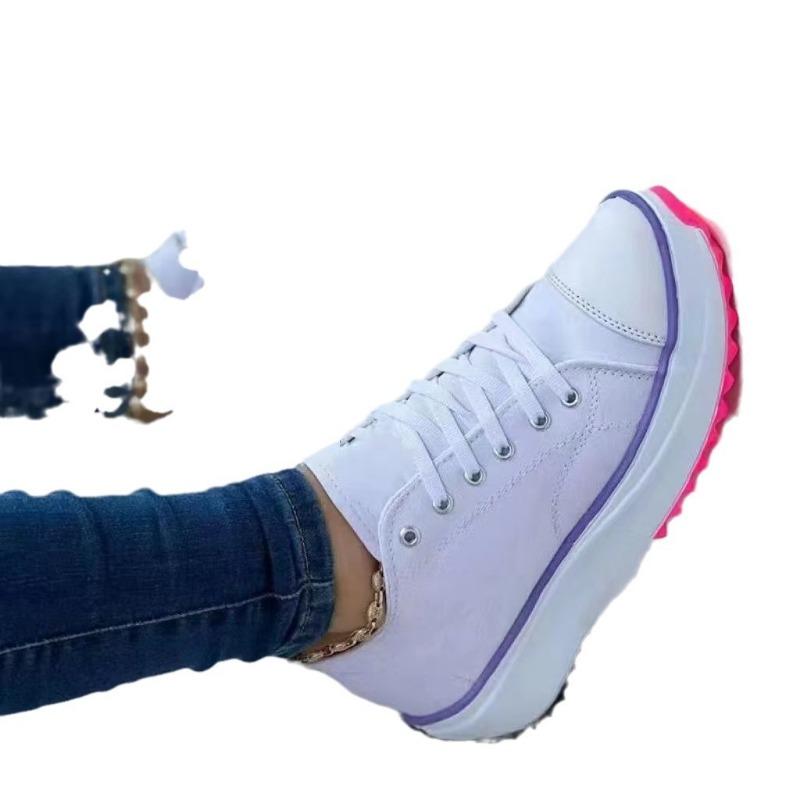 Speedy  Classic White Canvas Shoes Women Sneakers Solid Lace-Up Casual Platform Shoes for Women