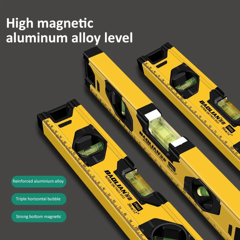 30/40/50CM Magnetic Level Ruler Aluminium Alloy Spirit Level Ruler Balance Measuring Leveler Tool With Shock Absorbing End Cap