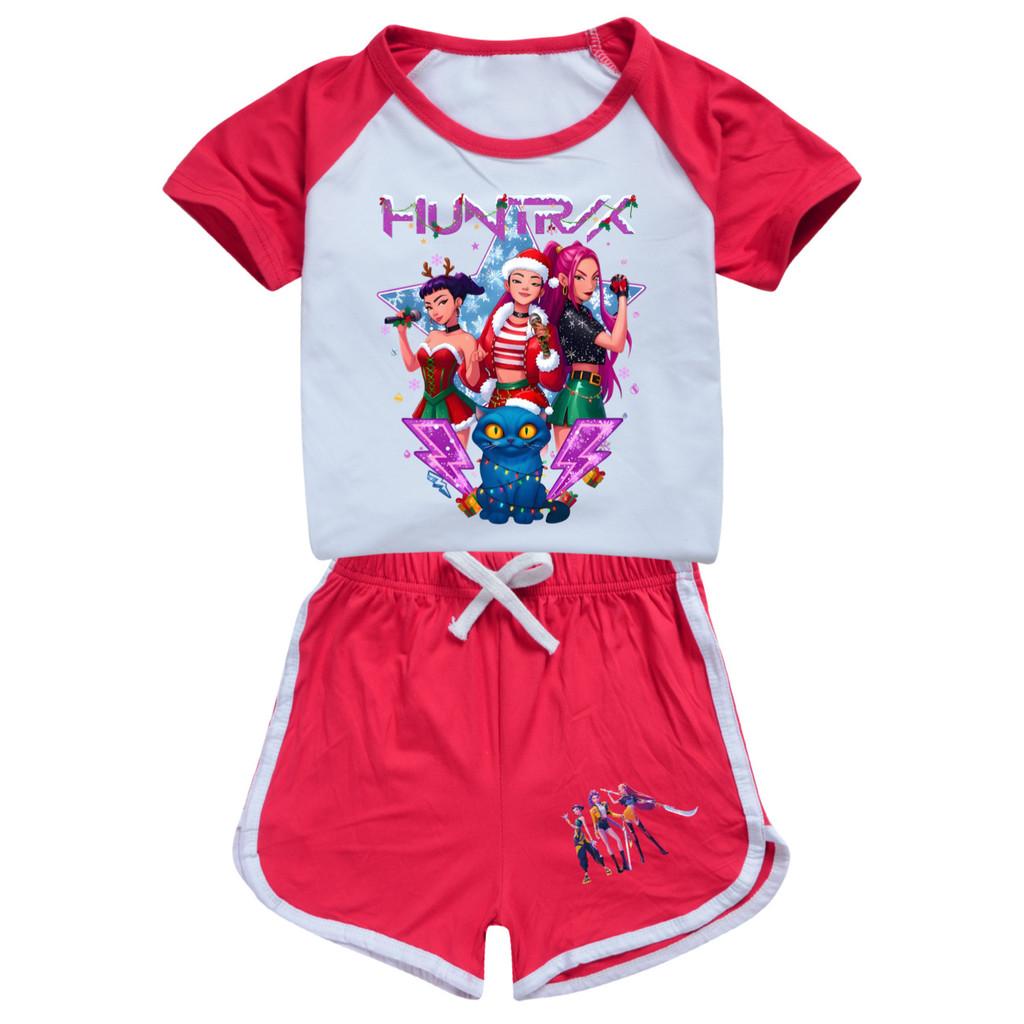 5088 Kids Girls Christmas POP Rumi Zoey Mira Print T-shirt Shorts Sport Tracksuit Clothes Set