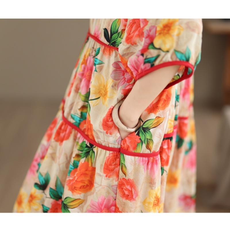 DIMANAF New 2026 Women Plus Size Summer Long Dress Sundress Loose Oversize Print Maxi Lady Floral Cotton Beach Dress