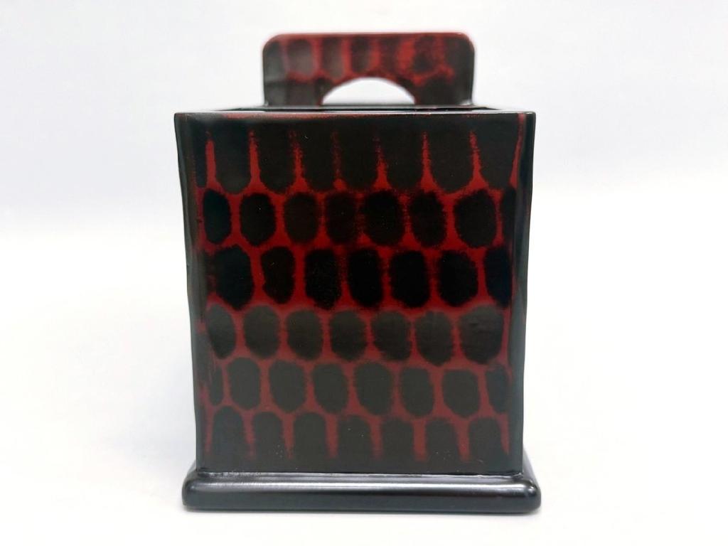 [USED]Kamakura-bori Owl-Themed Storage Box with Handle (Traditional Craft Lacquered Wood Carving)